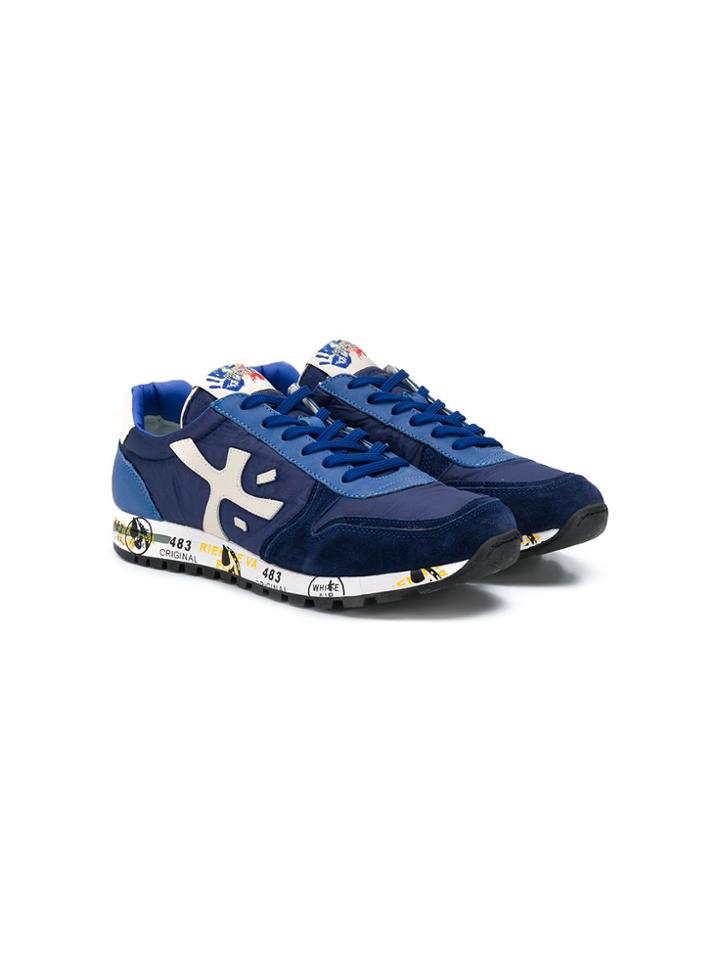 Premiata Kids Logo Trim Colour Block Sneakers - Blue