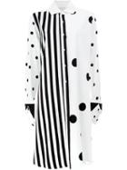 Monse - Contrast Prints Shirt Dress - Women - Silk/spandex/elastane - 6, White, Silk/spandex/elastane