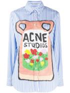 Acne Studios Striped Logo Print Shirt - Blue