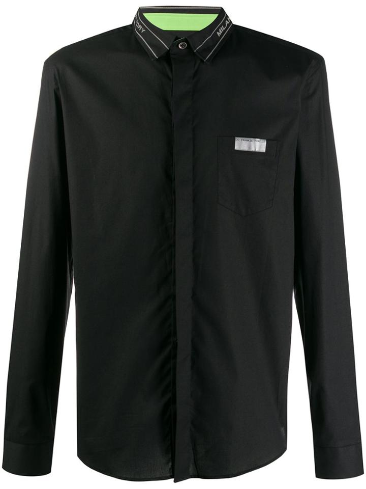 Frankie Morello Contrasting Collar Shirt - Black