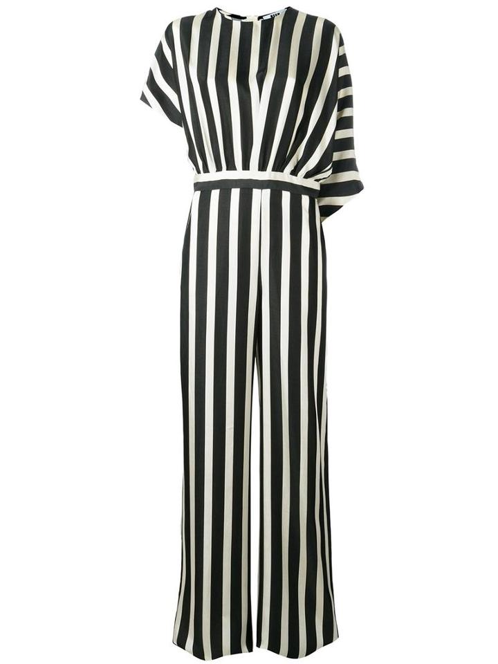 Msgm Straight Striped Jumpsuit, Women's, Size: 38, Black, Viscose/cotton/polyester