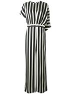 Msgm Straight Striped Jumpsuit, Women's, Size: 38, Black, Viscose/cotton/polyester