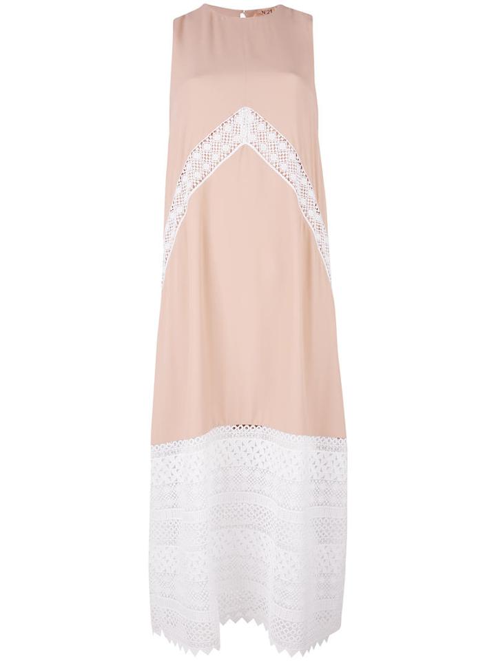 No21 Lace Trim Dress, Women's, Size: 44, Nude/neutrals, Acetate/silk/polyester/silk