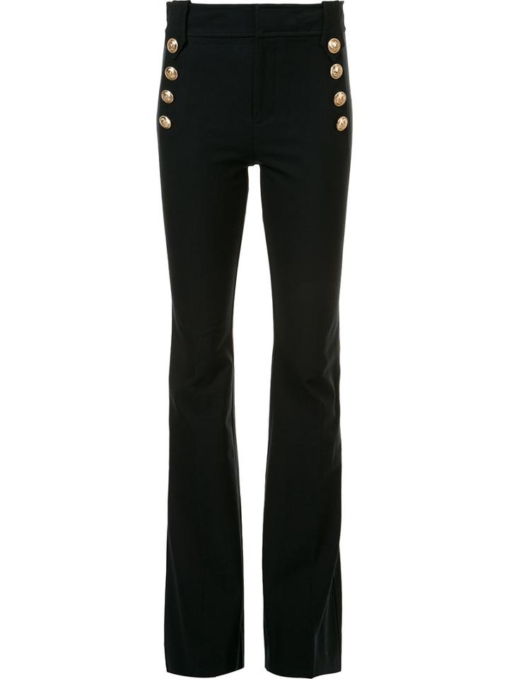 Derek Lam 10 Crosby Double Fastening Flared Trousers, Women's, Black, Cotton/elastodiene