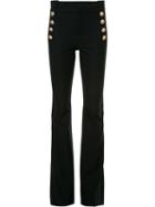 Derek Lam 10 Crosby Double Fastening Flared Trousers, Women's, Black, Cotton/elastodiene