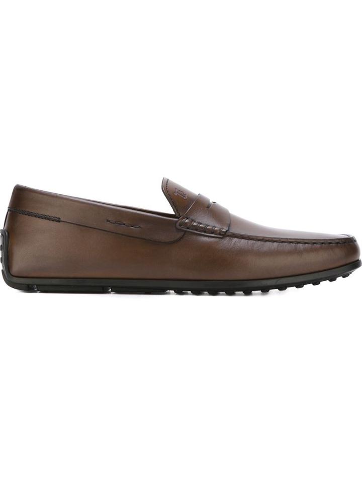 Tod S Penny Loafers, Men's, Size: 44.5, Brown, Rubber/leather