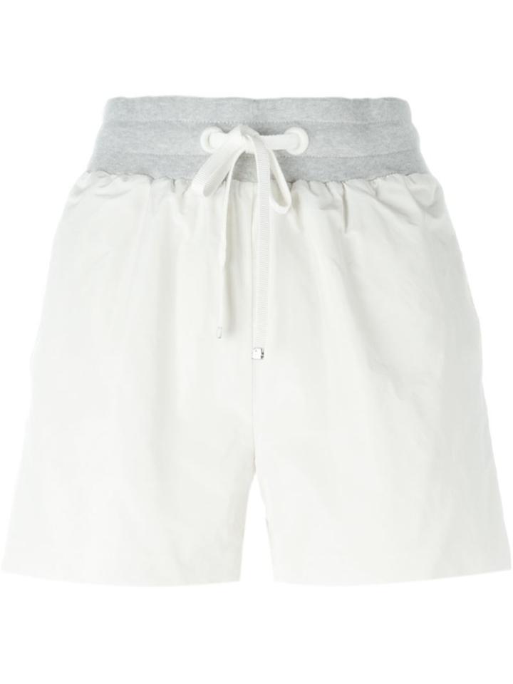 Moncler Bi-colour Track Shorts, Women's, Size: 38, White, Polyester