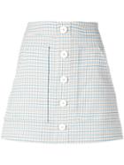 Veronica Beard Plaid Button Skirt - Blue