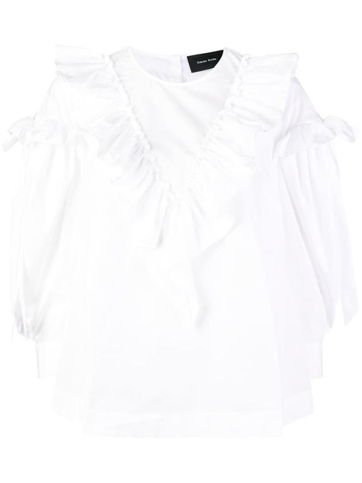 Simone Rocha Ruffle Bow Top - White