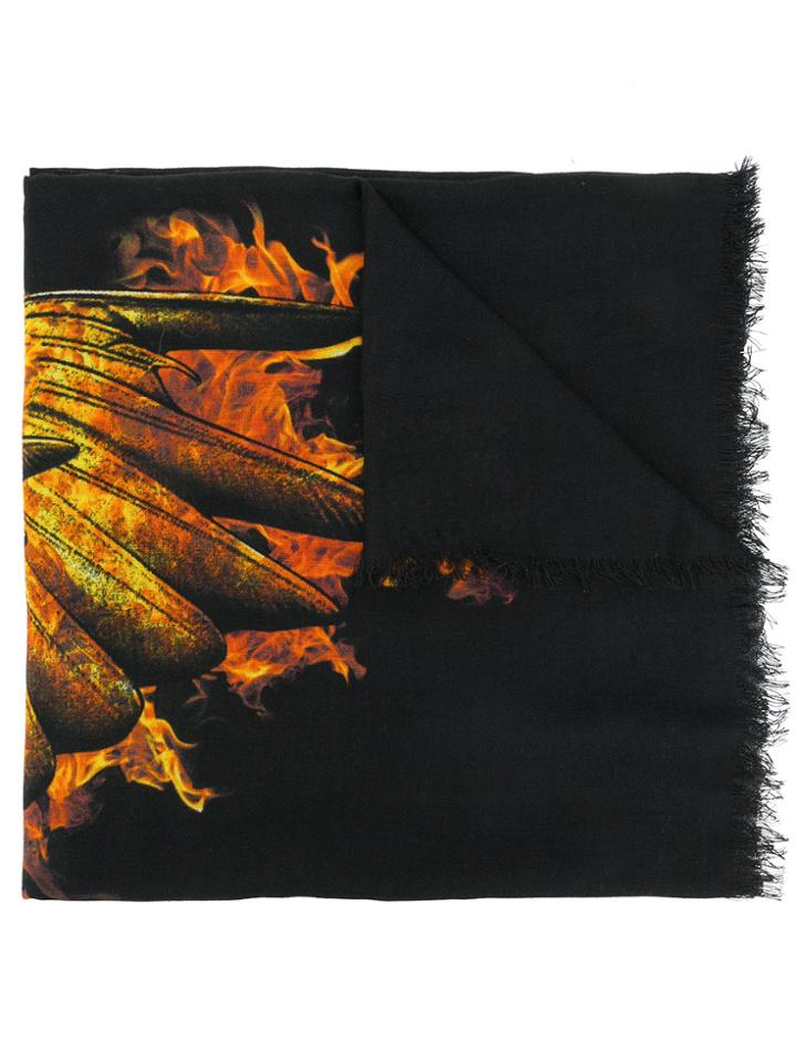 Marcelo Burlon County Of Milan Ellas Fire Print Scarf - Black