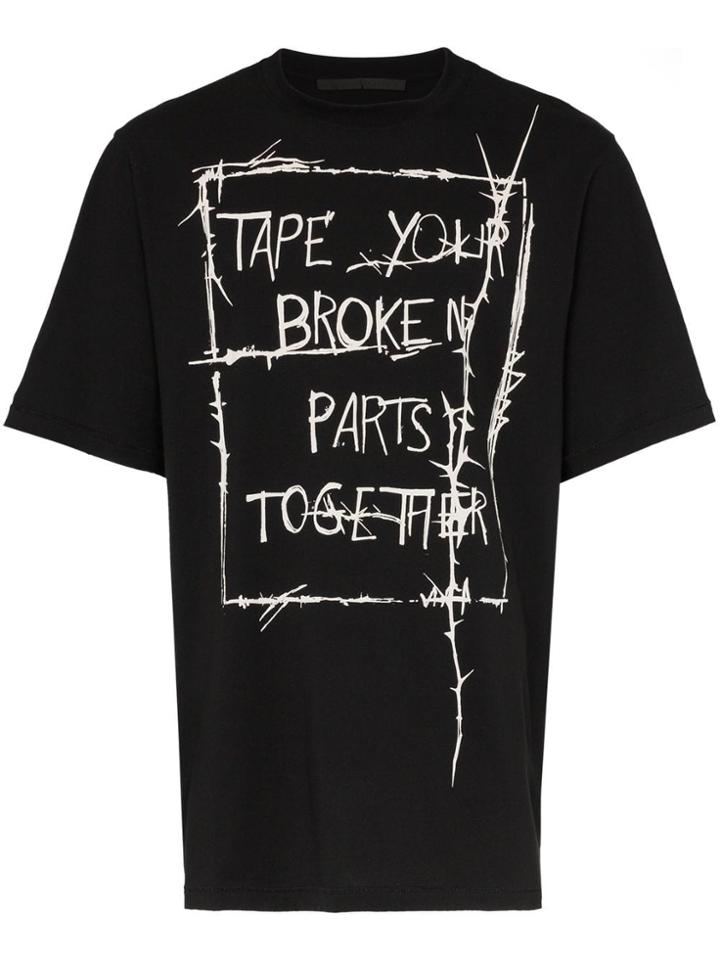 Haider Ackermann Slogan Short Sleeve Cotton T-shirt - Black