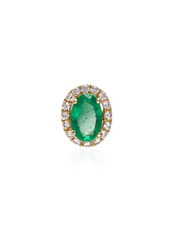Rosa De La Cruz Emerald Diamond Stud Earring - Gold