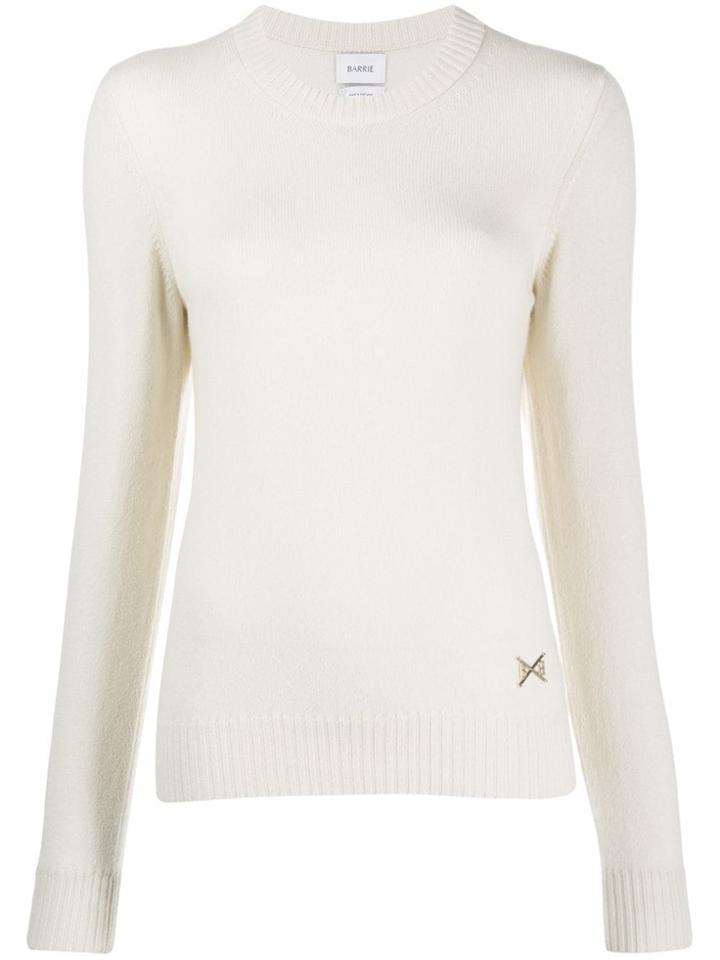 Barrie Round Neck Cashmere Jumper - White