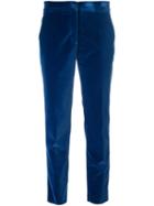 Etro Tapered Cropped Trousers, Women's, Size: 44, Blue, Cotton/spandex/elastane