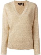Theory 'gobi' V Neck Jumper, Women's, Size: Medium, Yellow/orange, Linen/flax/cashmere