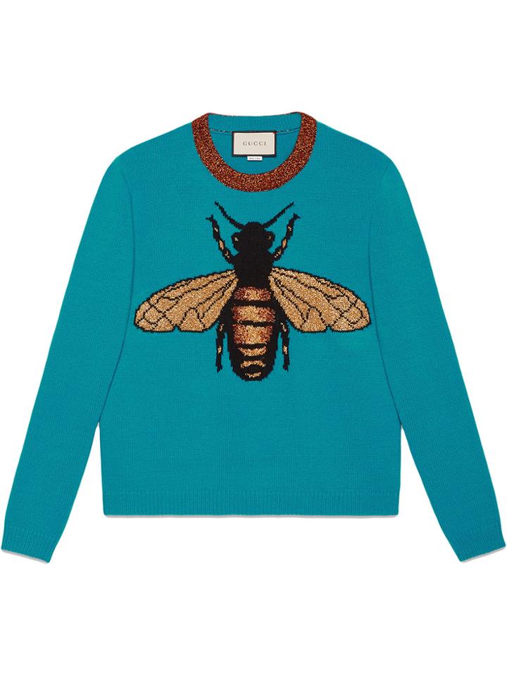 Gucci Bee Wool Knit Sweater - Blue
