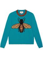Gucci Bee Wool Knit Sweater - Blue