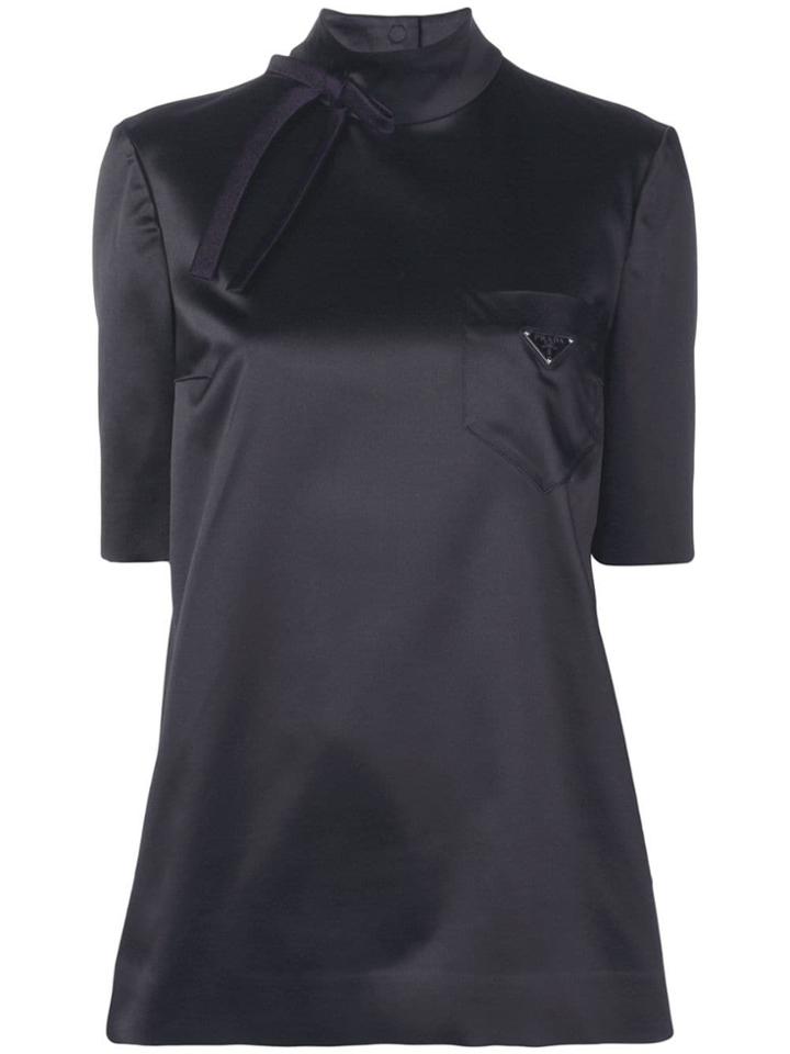 Prada Ribbon Bow Detailed Blouse - Blue