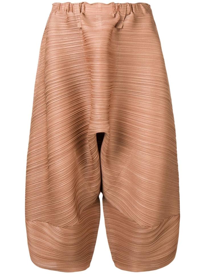 Pleats Please By Issey Miyake Cropped Wide Leg Trousers - Neutrals