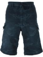 Diesel Camouflage Print Denim Shorts, Men's, Size: 36, Blue, Cotton/polyester/spandex/elastane