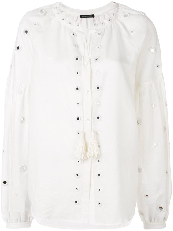Wandering Hole Embellished Shirt - White