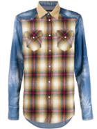 Dsquared2 Check Panelled Shirt - Blue