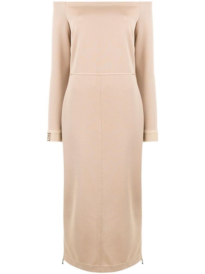 Fendi Fitted Midi Dress - Neutrals