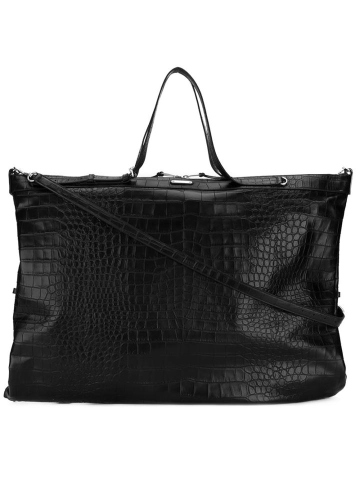 Crocodile Embossed Oversized Tote - Men - Leather - One Size, Black, Leather, Saint Laurent