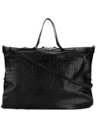 Crocodile Embossed Oversized Tote - Men - Leather - One Size, Black, Leather, Saint Laurent
