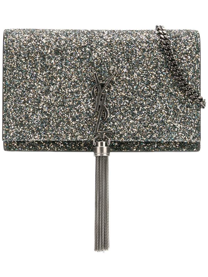 Saint Laurent Kate Glitter Crossbody Bag - Black