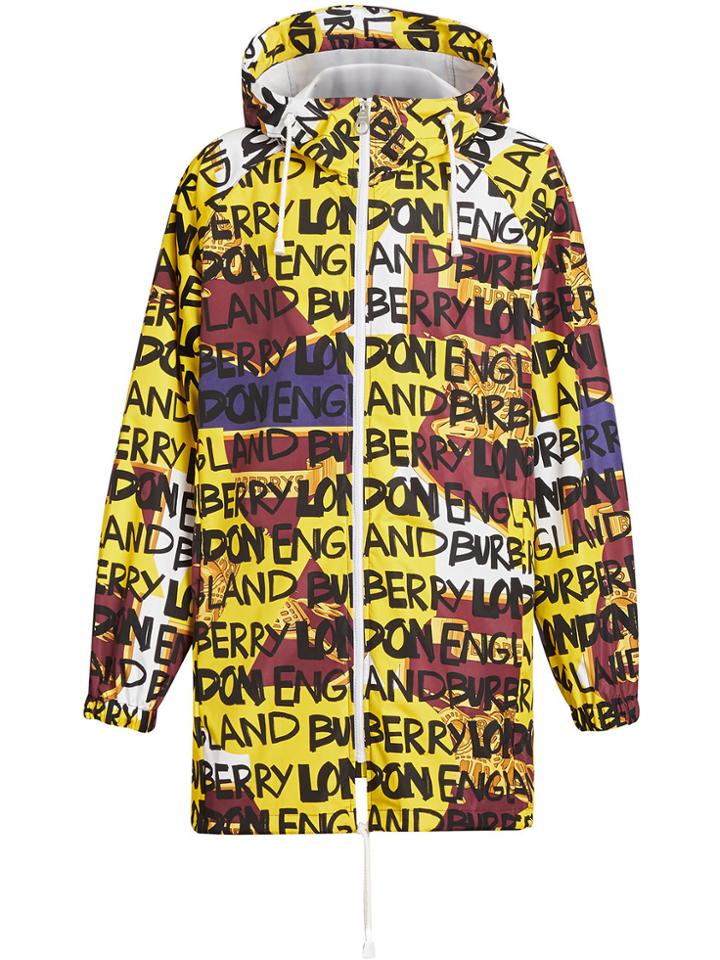 Burberry Graffiti Archive Scarf Print Hooded Jacket - Yellow & Orange