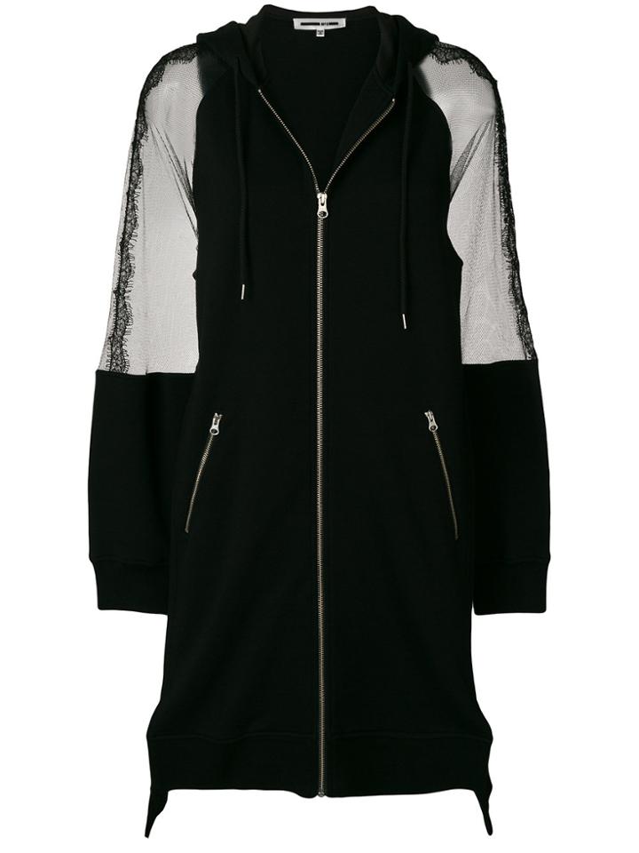 Mcq Alexander Mcqueen Sheer Panel Longline Zip Front Jacket - Black