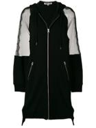 Mcq Alexander Mcqueen Sheer Panel Longline Zip Front Jacket - Black