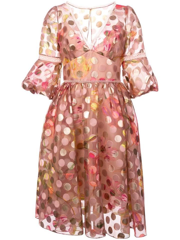 Marchesa Notte Polka Dot Flared Dress - Pink