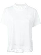Sacai Flared Lace Insert T-shirt, Women's, Size: 3, White, Linen/flax/rayon/cotton/polyester