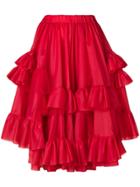 Comme Des Garçons Ruffled Midi Skirt - Red