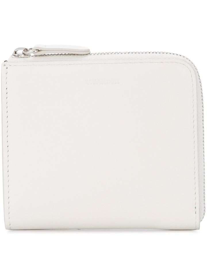 Jil Sander Square Half Zip Wallet - White