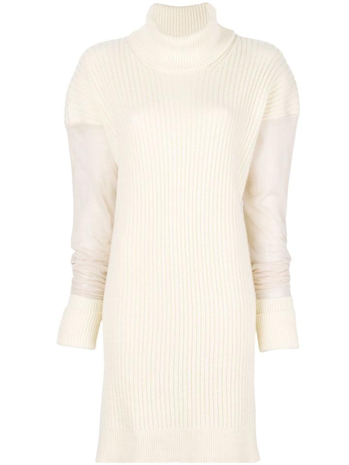 Maison Margiela Long-line Turtle Neck Jumper - White
