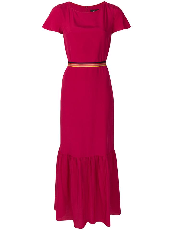 Ps By Paul Smith Fitted Waist Short Sleeved Long Dress - Pink & Purple