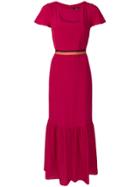 Ps By Paul Smith Fitted Waist Short Sleeved Long Dress - Pink & Purple