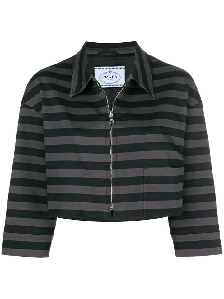 Prada Pre-owned Stripe Cropped Jacket - Black