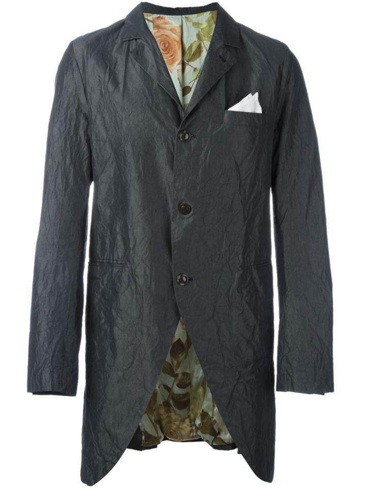 Geoffrey B. Small Long Creased Blazer, Men's, Size: Xl, Blue, Silk/cotton
