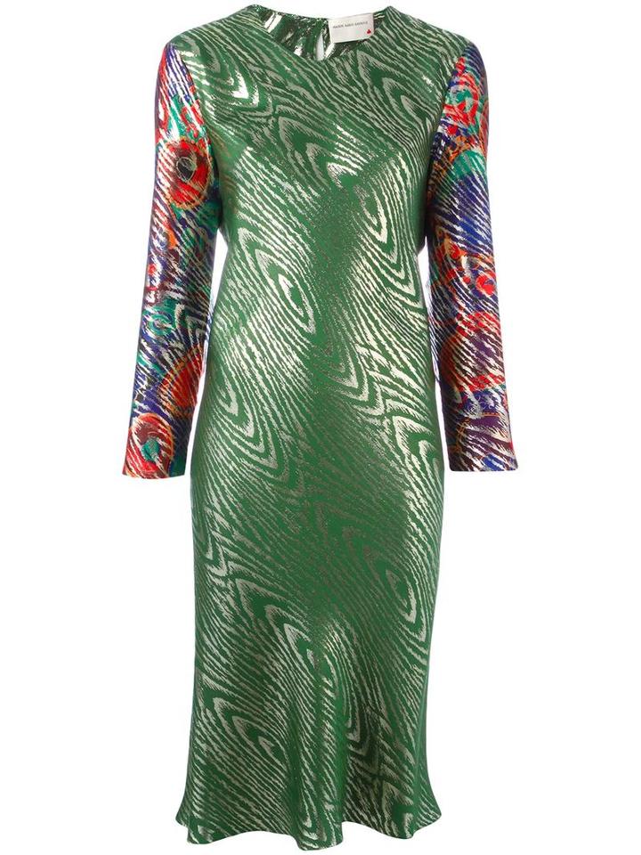 Maison Rabih Kayrouz Metallic Mid Dress, Women's, Size: 38, Green, Silk/metallic Fibre