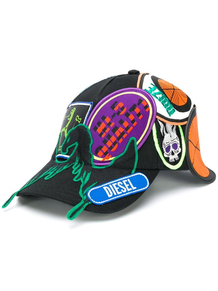 Diesel All-over Patch Baseball Cap - Black