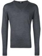 Fendi V-neck Jumper, Men's, Size: 52, Grey, Silk/cashmere/wool