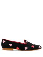 Blue Bird Shoes Hearts Suede Loafers - Black