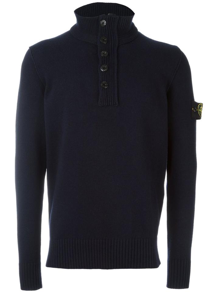 Stone Island Half-button Sweater - Blue