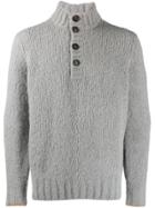 Brunello Cucinelli Button High Neck Sweater - Grey
