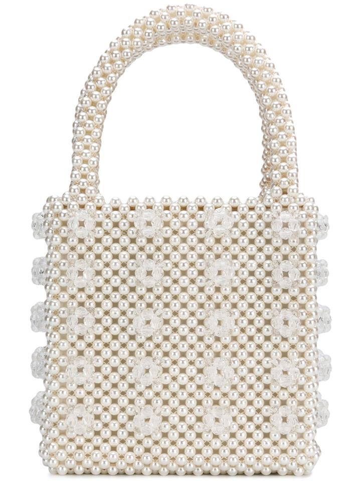 Shrimps Beaded Box Purse - White