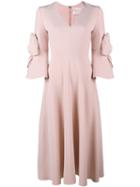 Roksanda - Sibella Bow Embellished Dress - Women - Silk/polyester/spandex/elastane/viscose - 10, Women's, Pink/purple, Silk/polyester/spandex/elastane/viscose